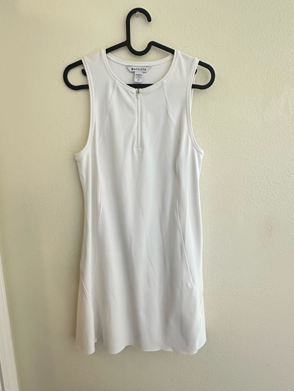 Athleta White Sleeveless Zip-Front Mini Dress
